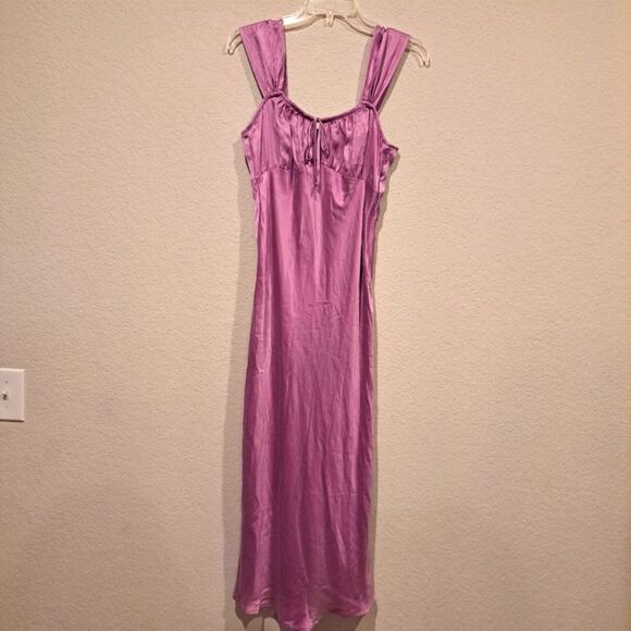 Madewell Square Neck Midi Dress Lilac Satin sleeveless adjustable size 6 new NWT - Picture 6 of 16